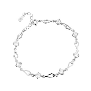 顺庆银楼S999纯银手链女款菱光之恋足银百搭可爱简约镶钻送礼物