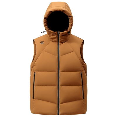 鸭鸭羽绒马甲男款冬季户外休闲无袖马夹短款连帽保暖外套男女同款