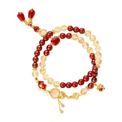故宫淘宝五福黄塔晶石榴石手串