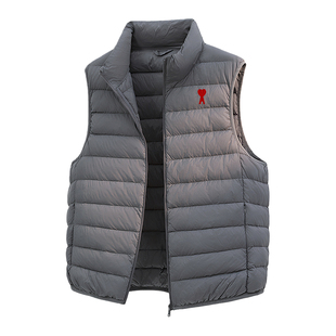 Ami iepo官方轻薄排骨羽绒马甲男女冬季新款外穿立领鸭绒保暖外套