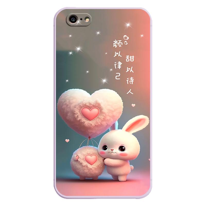 iPhone苹果6Plus手机壳A1524保护套硅胶软壳6P男女款puls防摔全包iPhone6plus外壳可爱卡通新款高级感i6p兔子