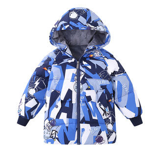 儿童羽绒服男童中长款加厚中小童洋气男宝迷彩太空人外套冬季新品