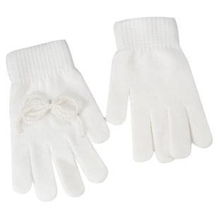 白色可触屏手套女秋冬季兔毛针织毛线女生冬天高颜值可爱毛绒保暖