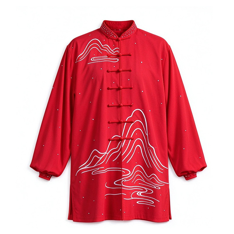 武极堂珍珠麻太极服女夏春秋山河颂表演服武术练功服太极男八段锦