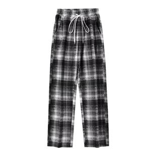 HELIPORT停机坪 黑白格摇粒绒长裤潮牌男女宽松直筒保暖加厚裤子