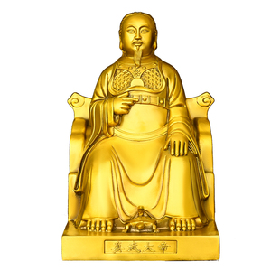 纯黄铜真武大帝摆件真武祖师玄天上帝玄天大帝客厅祠堂人物铜像