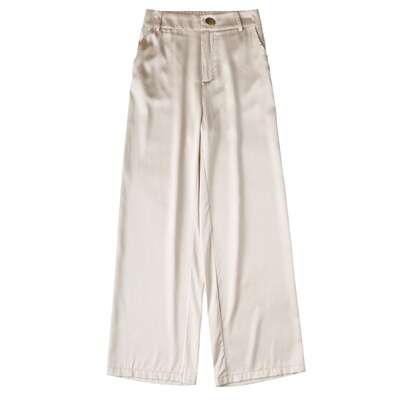 高腰真丝缎面阔腿裤女桑蚕丝长裤