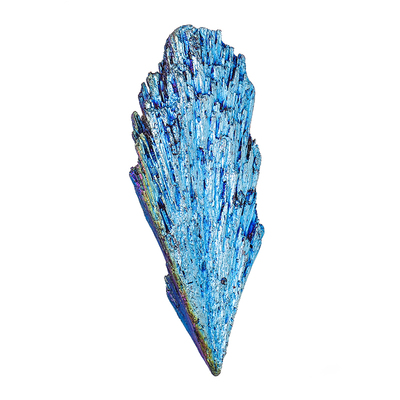 七彩黑碧玺矿标蓝羽毛矿石摆件