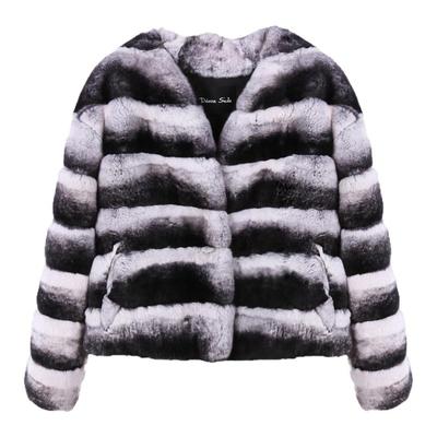 獭兔毛黑白龙猫纹皮草外套女