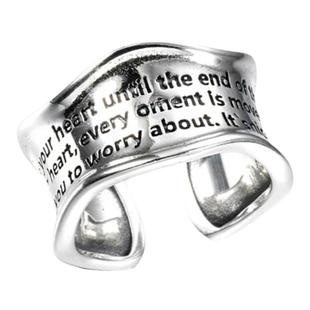 韩版波浪花纹戒指女小众设计感复古港风字母开口指环可调节食指戒