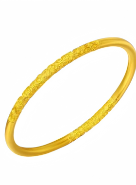 手工金包银卷草纹古法实心手镯