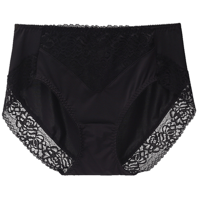 蝶安芬黑色中腰内裤蕾丝边牛奶丝