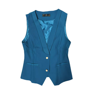 孔雀蓝男女职业马甲套装酒店ktv餐饮服务员坎肩V领马夹工装工作服