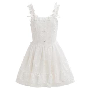 森女部落原创甜美风纯白少女蓬松裙摆吊带连衣裙2026夏季新款