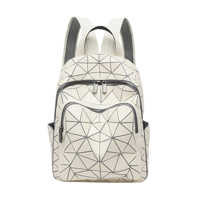 学院风女双肩包几何菱格背包