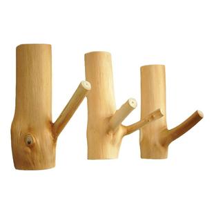 创意原木树杈挂钩强力免打孔树枝粘钩实木挂钩民宿装饰壁挂衣帽钩