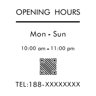 营业时间玻璃门贴纸告示牌咖啡理发美发店二维码定制贴字广告静电