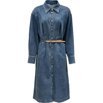 ONLY显瘦撞色牛仔中长款连衣裙