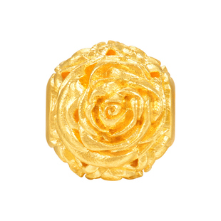 明牌珠宝岁华系列古法黄金手串 足金玫瑰牡丹雏菊玉髓串珠AFE0070