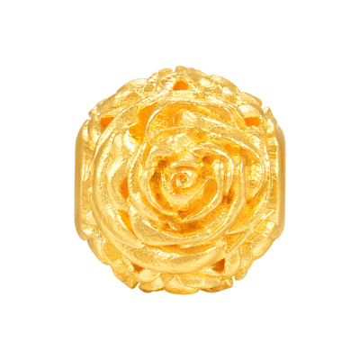 明牌珠宝岁华系列古法黄金手串 足金玫瑰牡丹雏菊玉髓串珠AFE0070