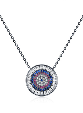 摩典S925纯银黑金色满钻锁骨链