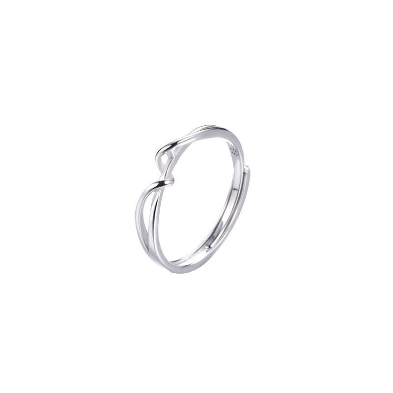 素圈简约线条戒指女小众设计几何缠绕指环ins潮冷淡风个性食指戒