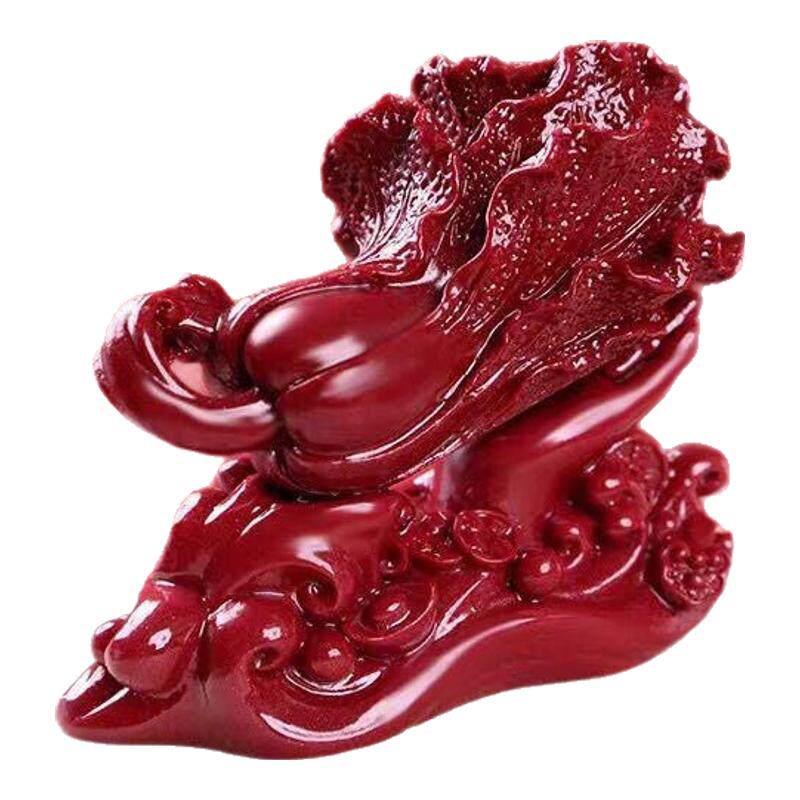 天然朱砂紫金砂摆件财富在手白菜车摆件招财百财工艺品紫砂居家饰