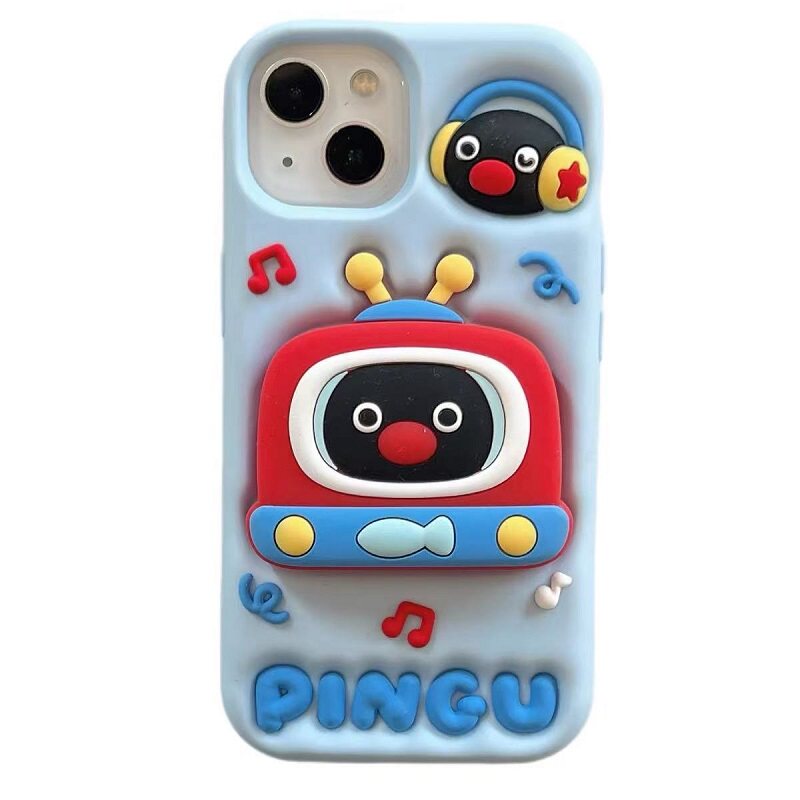 卡通可爱支架企鹅适用iPhone15ProMax保护套苹果14ProMax防摔手机壳16ProMax不撞款13手机套创意