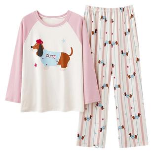 情侣睡衣纯棉长袖圆领春秋2026新款女士可爱卡通男士可外穿家居服