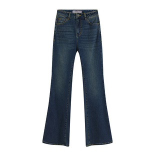 美特斯邦威牛仔裤女士秋冬季新款复古经典舒适水洗喇叭裤长裤