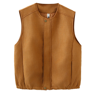 马甲女款外穿胖妹妹大码2026春季新款时尚圆领麂皮绒宽松休闲坎肩