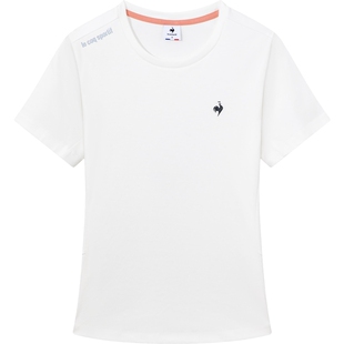 乐卡克法国公鸡春夏季女士透气运动短袖圆领训练T恤反光logo纯棉