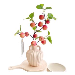 仿真花苹果装饰摆件客厅玄关仿真水果摆件柿子果实假花枝干花装饰