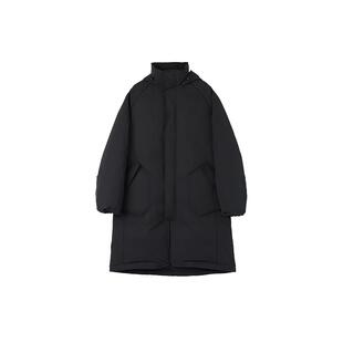 roaringwild a arch 咆哮野兽 黑色立领连帽中长款羽绒服