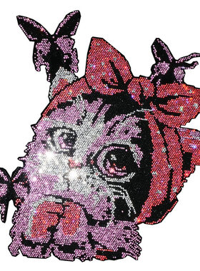 超闪可爱猫咪烫图新款烫钻图案
