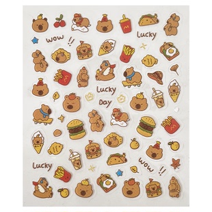 小红书同款卡皮巴拉美甲贴纸迷你可爱水杯贴笔杆贴diy相机手机贴