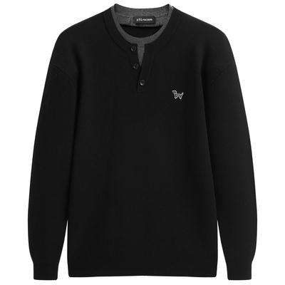 太平鸟男装亨利领休闲毛衣