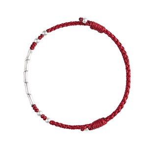 好运红绳手链女银竹节编织上岸手绳本命年考研节节高升手链小礼物