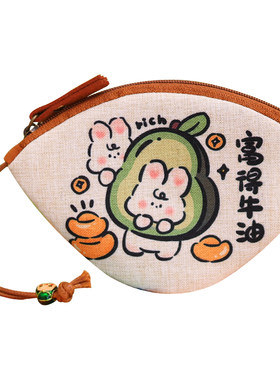 原创布艺通用抽绳汽车遥控器钥匙包保护套女士复古抽拉式零钱包小
