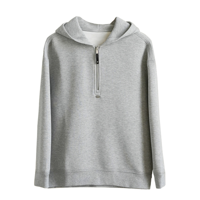 390g男士棉质连帽半拉链卫衣