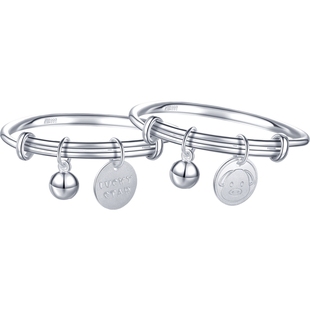 潮宏基吉祥童镯银手镯宝宝足银婴儿生肖龙兔鼠猪铃铛F