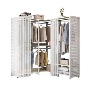 家用开放式转角洞洞板挂衣架衣帽架收纳柜子一体落地卧室简约衣柜