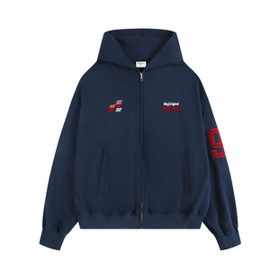 ATRY卫衣外套女秋冬美式复古慵懒重磅刺绣运动情侣连帽拉链开衫男