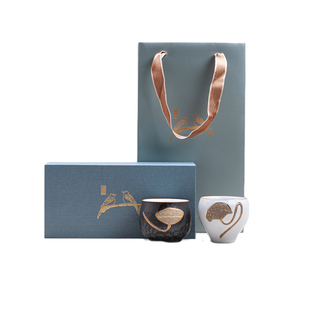 蕴华堂 莲蓬吉祥对杯 粗陶复古禅定杯茶杯随手礼主人杯礼盒套装组