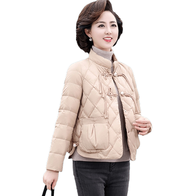 妈妈冬装国风盘扣羽绒服洋气短款