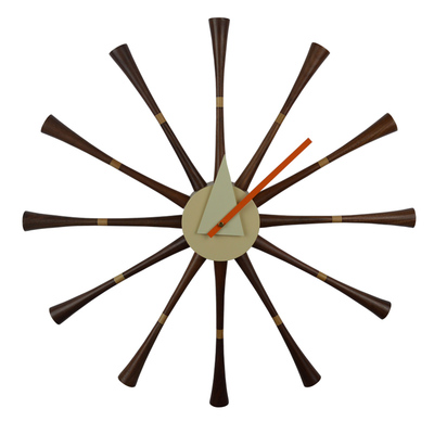 纺锤钟初森实木简约圆形客厅挂钟