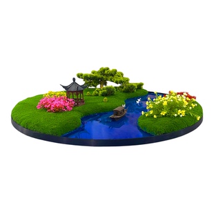 酒店餐厅园桌转盘中间摆花摆件新中式仿真花装饰品微景观茶室商用