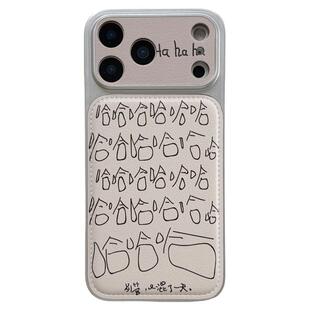 jze 趣味搞怪哈哈哈文字涂鸦适用苹果17ProMax手机壳iphone15新款16pro女款13电镀皮纹15pro全包14防摔保护套