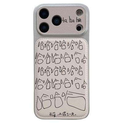 jze 趣味搞怪哈哈哈文字涂鸦适用苹果17ProMax手机壳iphone15新款16pro女款13电镀皮纹15pro全包14防摔保护套