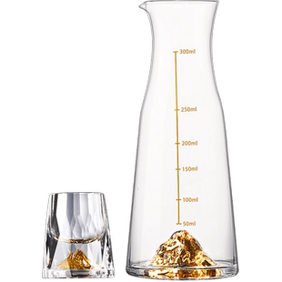 水晶白酒杯套装高级感玻璃家用酒壶分酒器中式金箔品酒酒具礼盒装